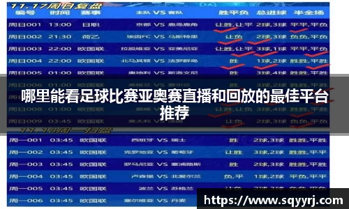 哪里能看足球比赛亚奥赛直播和回放的最佳平台推荐